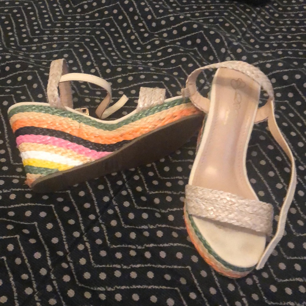 Platform Multi Colored Braid Look Washed Sandals - image 1